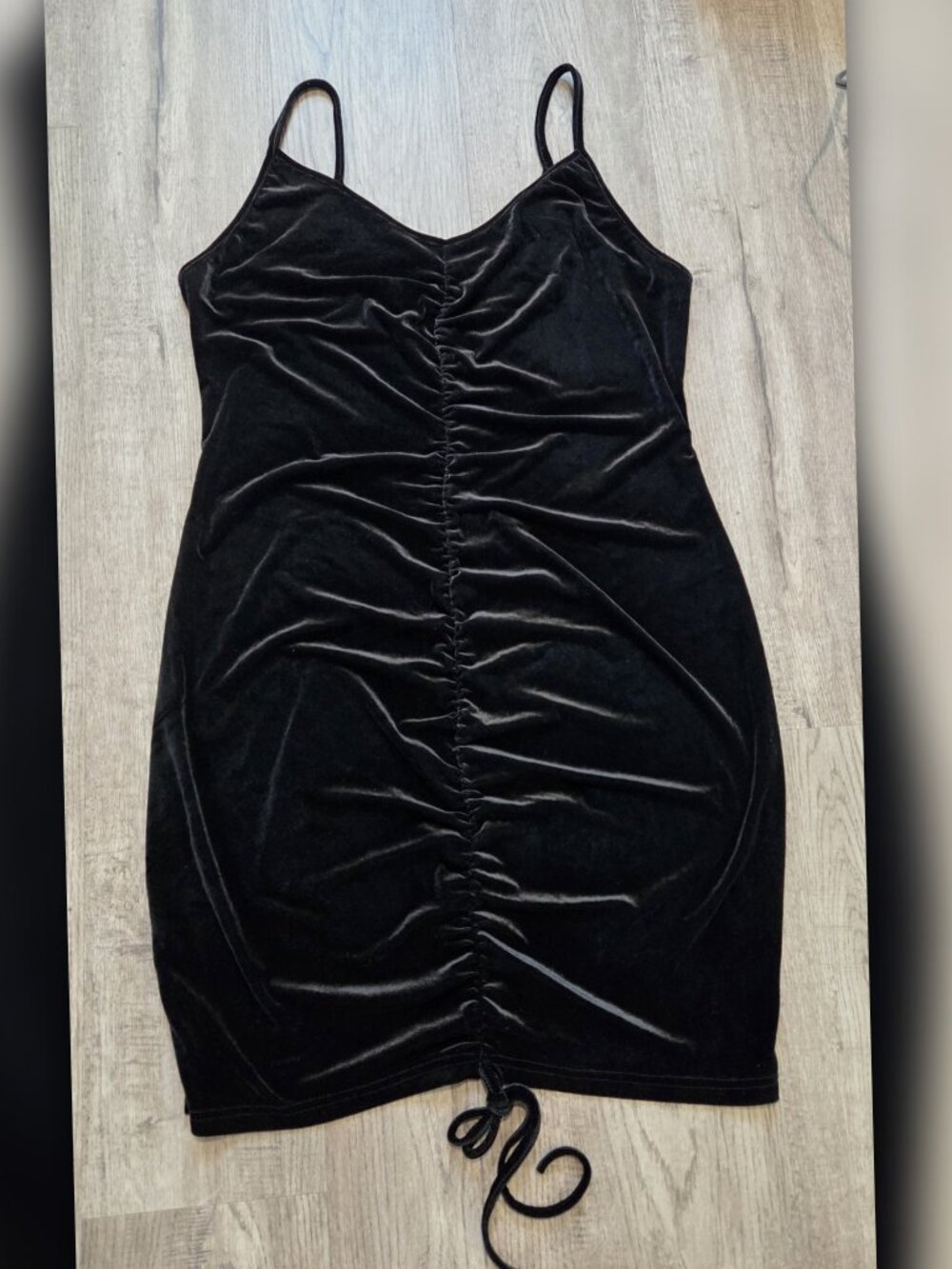 Shein Ruched Black Velvet Christmas Party dress 2xl